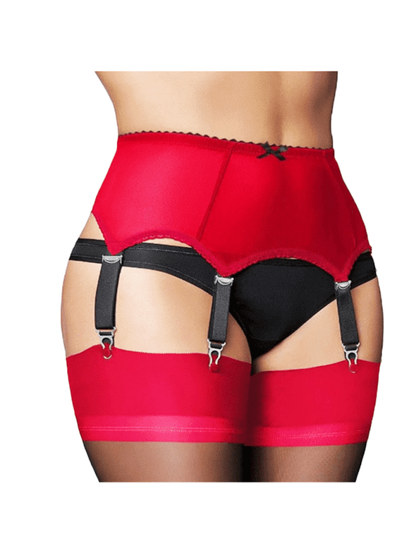 Soft lace Details about   Sexy Suspender Belt & Briefs/Thong attached Red 12-14